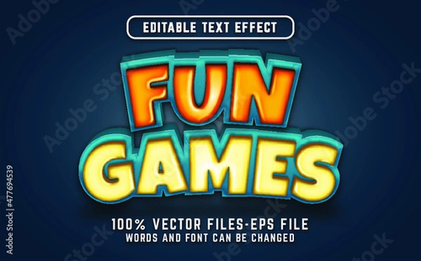 Obraz fun game cartoon style text effect. editable text effect premium vectors