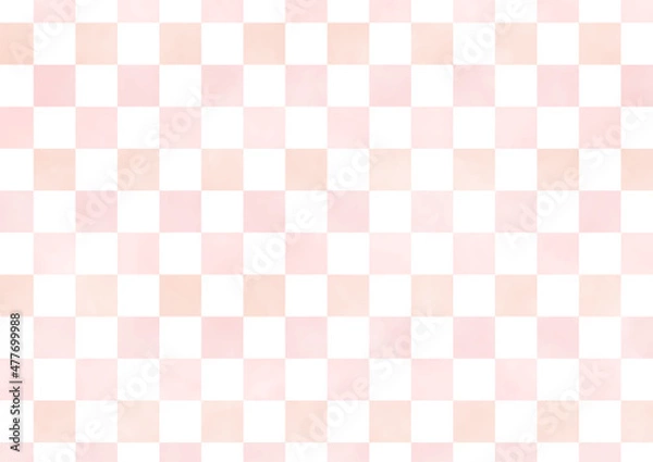 Fototapeta 背景　市松模様タイル　テクスチャ　ピンク
