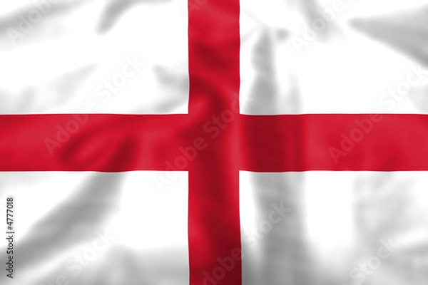Fototapeta England's St George's Cross flag with a rippled texture