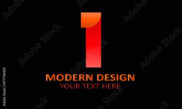 Obraz Number 1 modern shape abstract monogram vector logo template