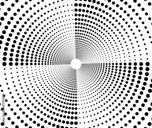 Fototapeta Spiral wave rhythm dynamic. Abstract swirl form with dots. Design spiral background. Vector illustration