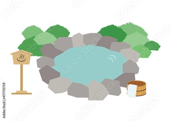 Obraz 露天風呂のイラスト