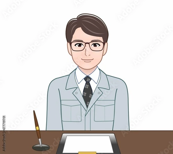 Fototapeta 青い作業着の男性