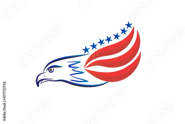 Fototapeta Bald Eagle fly USA Symbol Logo icon vector graphic image design logotype template