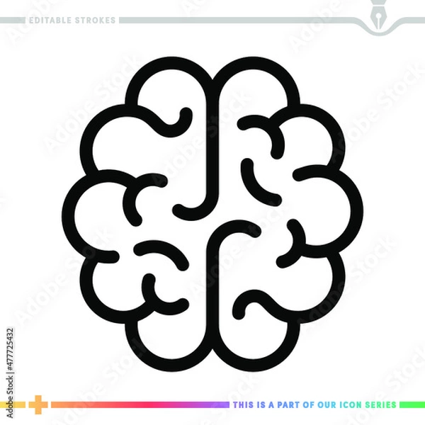 Obraz Line icon for brain training illustrations with editable strokes. This vector graphic has customizable stroke width.