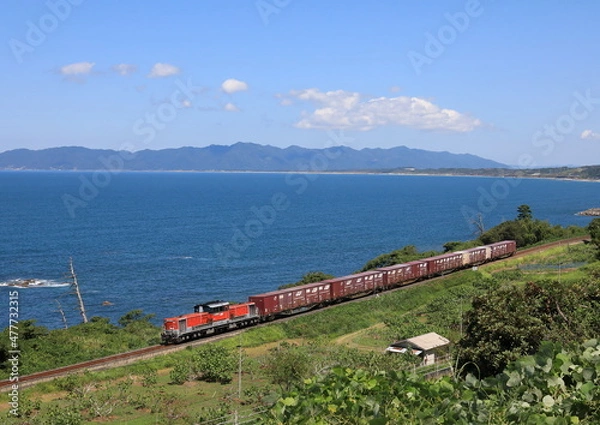 Obraz 日本海と貨物列車