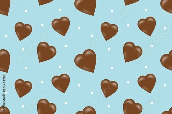 Obraz Chocolate Love Seamless Pattern Blue Background