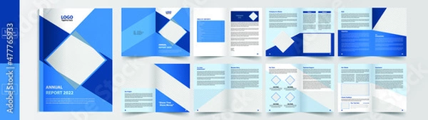 Fototapeta Annual report Design, Corporate business presentation guide brochure template, 16-page minimalist flat geometric business brochure design template, A4 size.