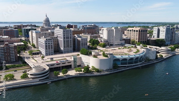 Obraz Drone Over Lake Looking at Downtown Madison, WIsconsin (Summer)