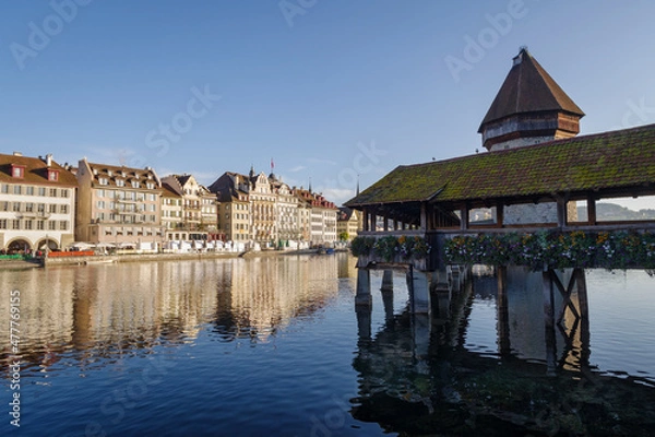 Obraz Lucerne panorama view with Chapel Bridge