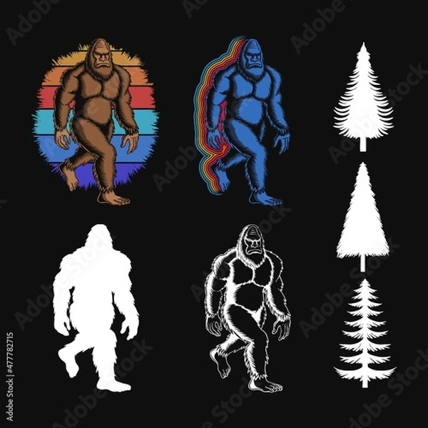 Obraz Bigfoot walking set vector illustration for your company or brand