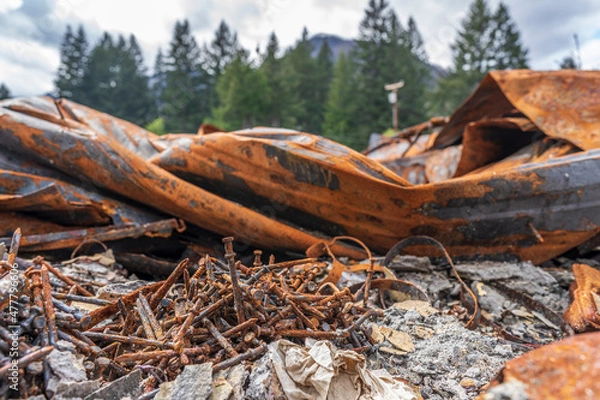 Obraz Burned down house after fire