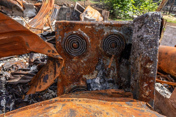 Obraz Burned down house after fire