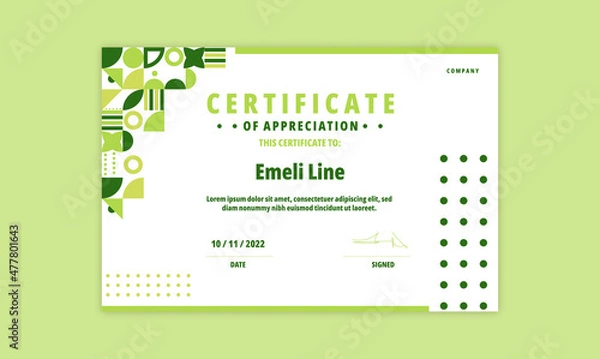 Obraz green geometric certificate