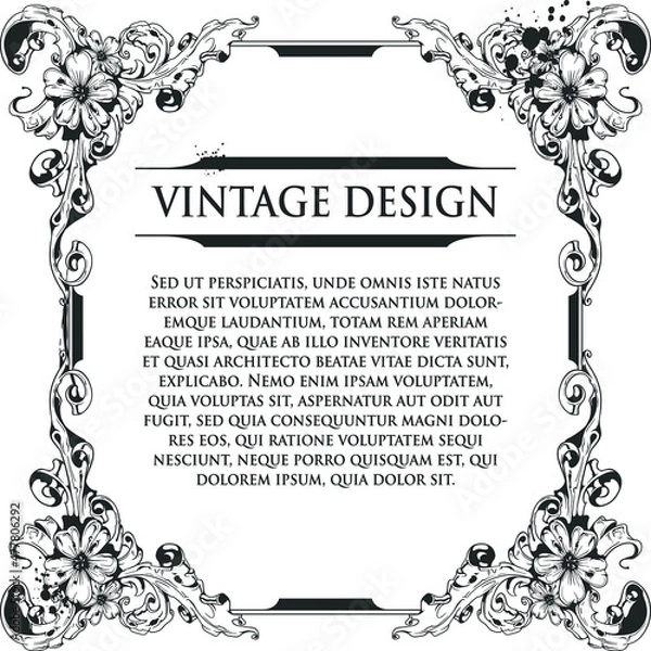 Obraz Heraldry Calligraphic Text Frame