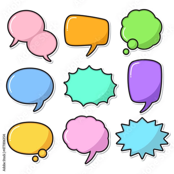 Obraz Set of empty colorful comic bubbles
