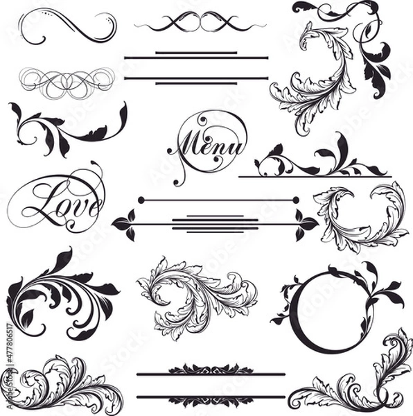 Obraz Set of vintage elements 03