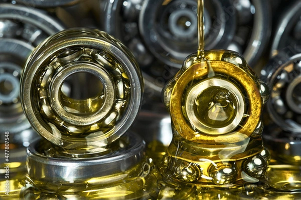 Fototapeta Lubricating oil. Ball bearing.