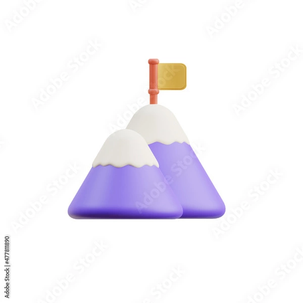 Fototapeta 3d rendering goal of mountain with flag illustration