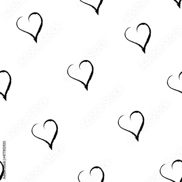 Fototapeta Seamless pattern of hearts, isolated, vector illustration.