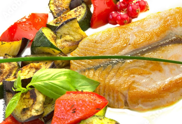 Obraz grilled fish and vegetables