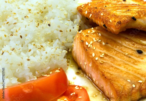 Obraz grilled fish and vegetables