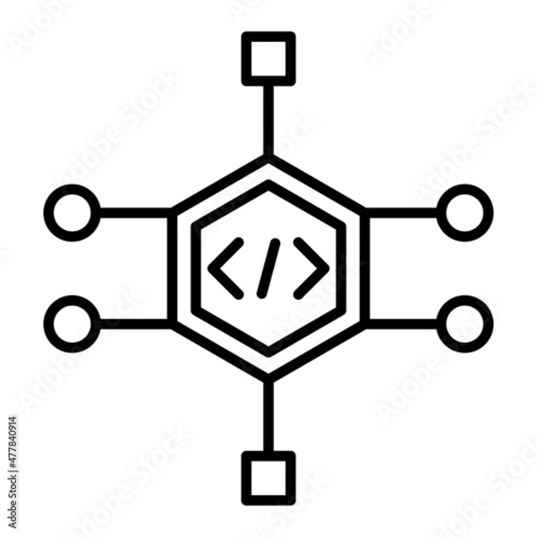 Obraz Algorithm Vector Outline Icon Isolated On White Background