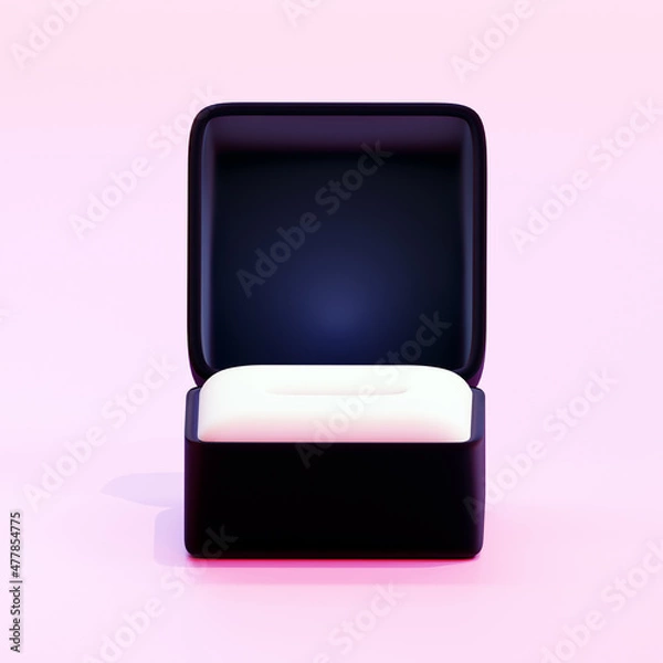 Obraz Close-up rendering of open empty ring box. 3d render