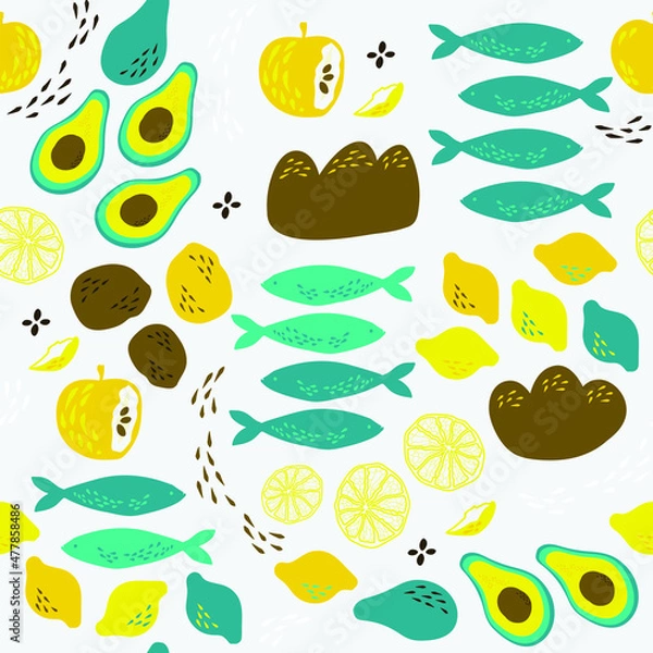 Obraz Food assets repeating pattern