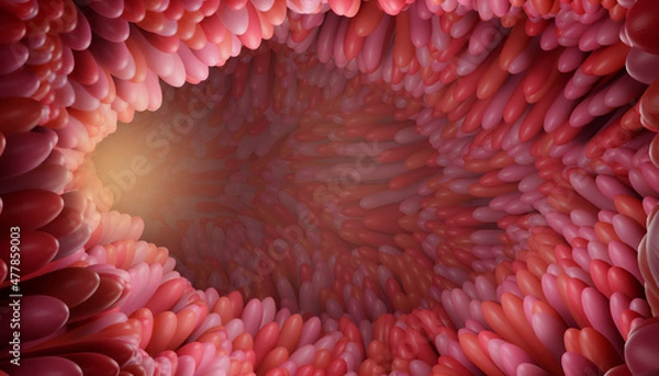 Obraz 3d rendered illustration medically accurate of the intestinal villi in a concept of health. Microbiology, anatomy, biology, science, medicine, medical and healthcare concepts. 3D Rendering