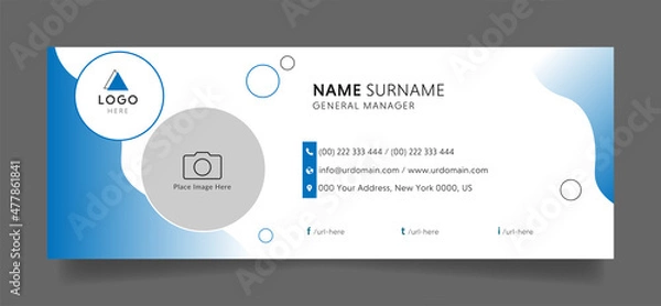 Fototapeta Modern business Email signature template with an author photo place. minimalist layout design for corporate or company esignature