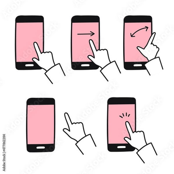 Obraz スマホの操作方法に関するアイコンセット