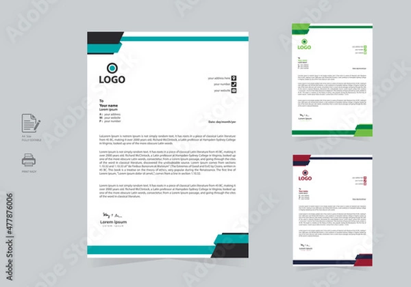 Obraz Business corporate modern letterhead template design in abstract style