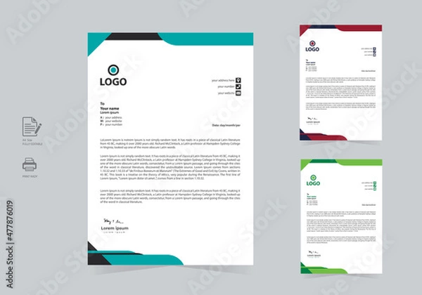 Obraz New modern business corporate letterhead template design in abstract style