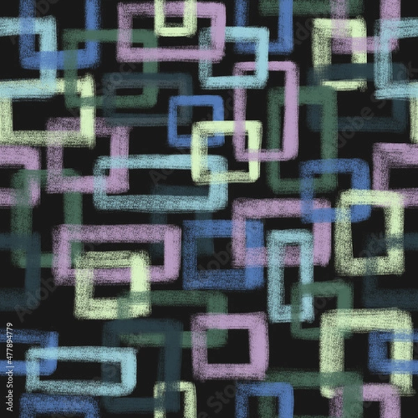 Fototapeta Seamless pattern fabric geometric - black. Texture background. Bezszwowy wzór geometryczny czarny kwadraty