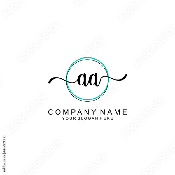 Obraz AA Initial handwriting logo with circle hand drawn template vector