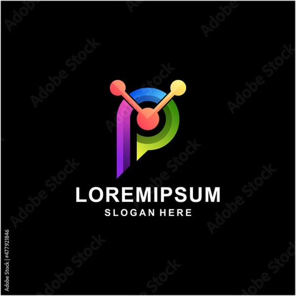 Obraz Letter P tech logo