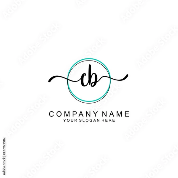 Fototapeta CB Initial handwriting logo with circle hand drawn template vector