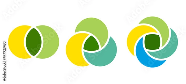 Fototapeta Venn diagram circles chart infographic. Vector design elements for business strategy presentation.