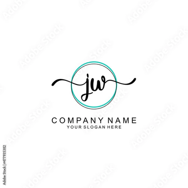 Obraz JW Initial handwriting logo with circle hand drawn template vector