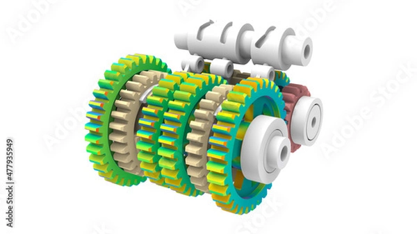Fototapeta 3D rendering - gears finite element analysis