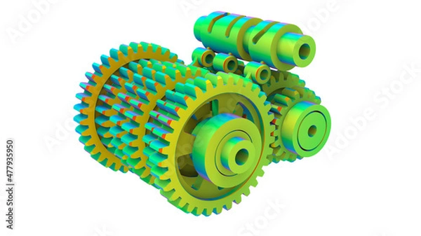 Fototapeta 3D rendering - gears finite element analysis