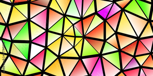 Fototapeta Polygonal rainbow mosaic background. Abstract low poly vector illustration. Triangular pattern in halftone style. Template geometric business design with triangle for poster, banner, card, flyer