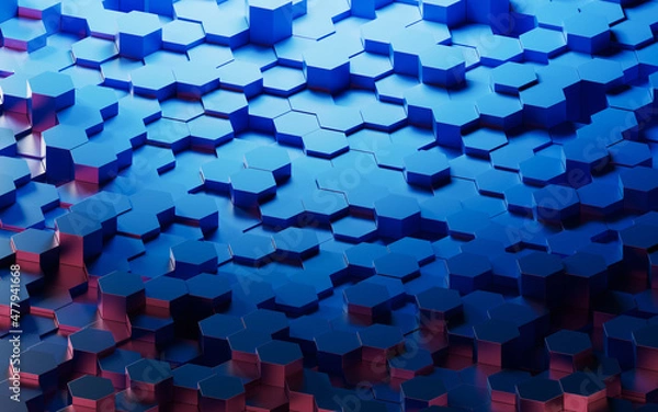 Fototapeta Hexagonal scientific and technological materials, 3d rendering.