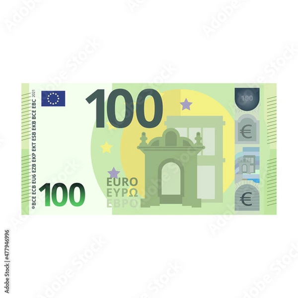 Obraz 100 Euro money banknote cartoon vector illustration isolated object