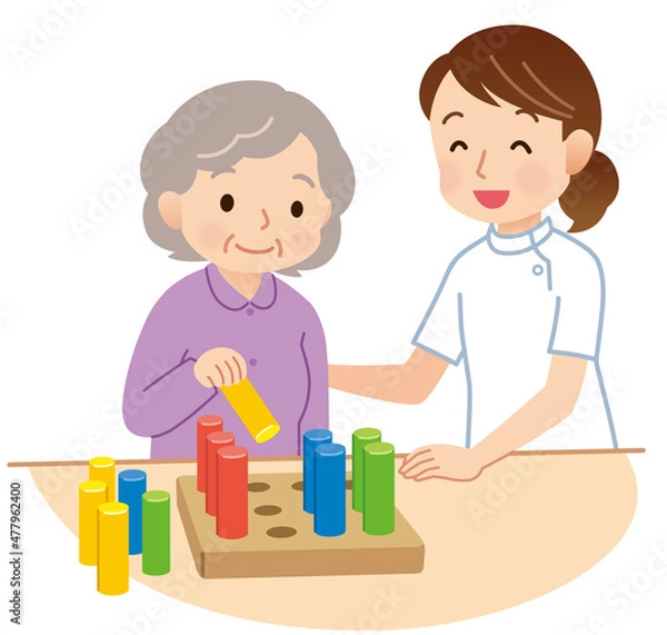 Fototapeta リハビリをする高齢者　作業療法　介護