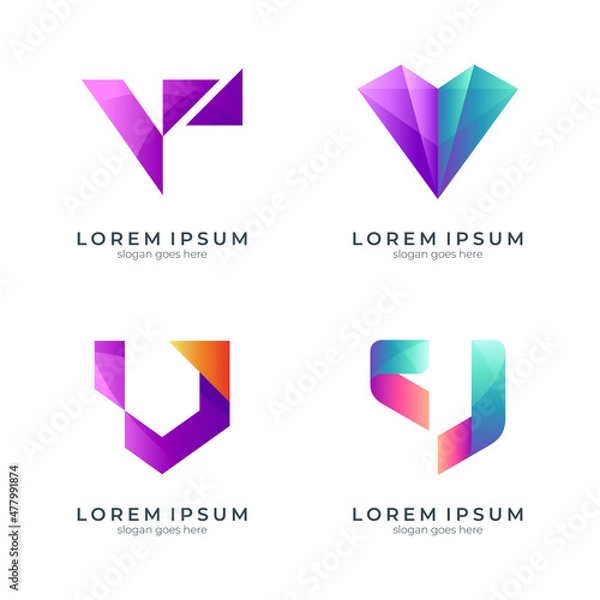 Fototapeta a set of letter V logos in various concepts