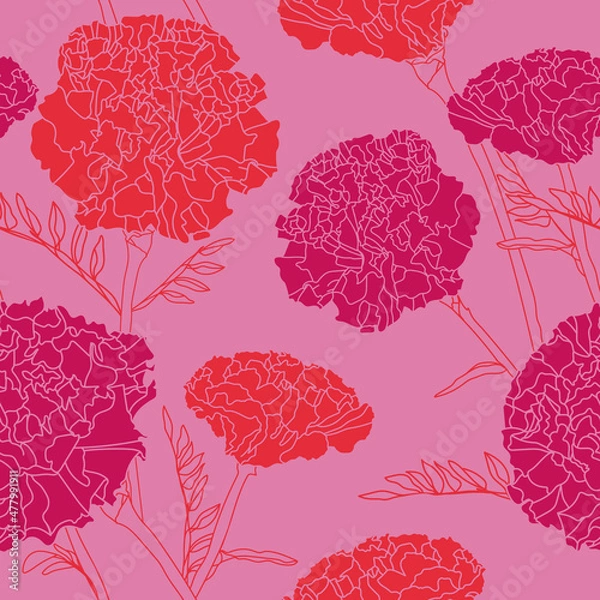 Obraz Carnation flower themed surface pattern design
