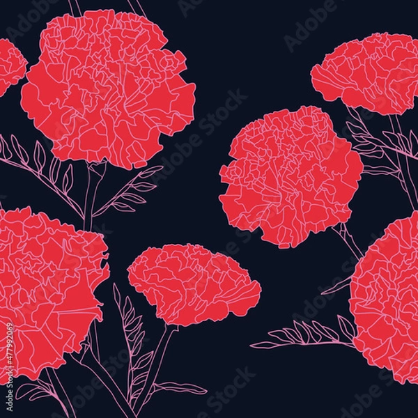 Obraz Carnation flower themed surface pattern design