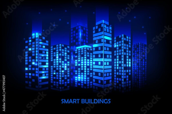 Fototapeta Smart buildings for your design, banner and website. Vector template of the landing page.